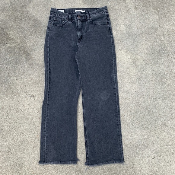 Levis Jeans Womens 28 Black Loose Straight Big E Remake Premium Denim Tag 25 - Picture 1 of 16